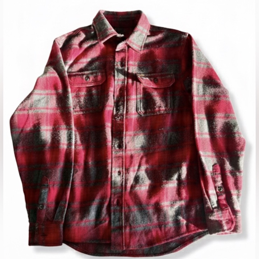 Orvis Classic Collection Red & Grey Plaid Flannel Shirt - Men's Medium